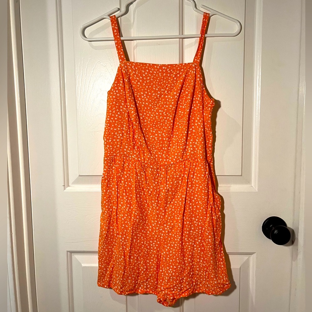 Orange romper from old navy size xs perfect for a swimsuit coverup!!